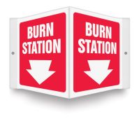 Projection™ Sign: Burn Station (Down Arrow)
