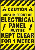 Slip-Gard™ ANSI Caution Border Floor Sign: Area In Front Of Electrical Panel Must Be Kept Clear For 1 Meter