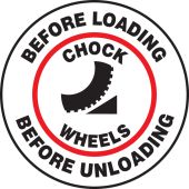 Pavement Print™ Sign: Before Loading - Chock Wheels - Before Unloading
