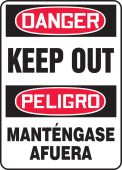 Bilingual OSHA Danger Safety Sign: Keep Out