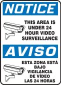 Bilingual OSHA Notice Safety Sign: This Area Is Under 24 Hour Video Surveillance