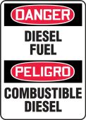 Bilingual Contractor Preferred OSHA Danger Safety Sign: Diesel Fuel