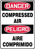 Bilingual OSHA Danger Safety Sign: Compressed Air