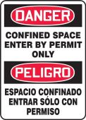 Spanish Bilingual OSHA Danger Safety Sign: Confined Space - Enter By Permit Only