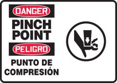 Bilingual OSHA Danger Safety Sign: Pinch Point
