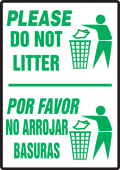 Bilingual Safety Sign: Please Do Not Litter