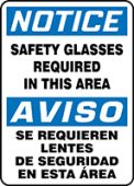 Bilingual OSHA Notice Safety Sign: Safety Glasses Required In This Area