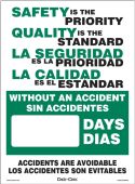 Bilingual Mini Digi-Day® Magnetic Faces: Safety Is the Priority Quality Is The Standard - Without An Accident _ Days - Accidents Are Avoidable