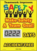 Mini Digi-Day® Electronic Scoreboards: Teamwork Improves Safety - Make Safety A Team Goal - _ Days Accident Free