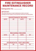 Safety Labels: Fire Extinguisher Maintenance Record