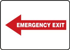 Safety Sign: Emergency Exit (White Text In Left Red Arrow)