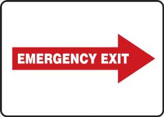 Safety Sign: Emergency Exit (White Text In Right Red Arrow)
