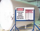 Confined Space, Legend: DANGER CONFINED SPACE PERMIT REQUIRED FOR ENTRY ...