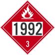 1992 3 FLAMMABLE DOT PLACARD SIGN