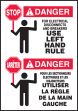 DANGER FOR ELECTICAL DISCONNECTS AND BREAKERS US LEFT HAND RULE (BILINGUAL FRENCH)