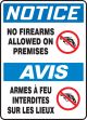 NOTICE-NO FIREARMS ALLOWED ON PREMISES (BILINGUAL FRENCH)