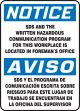 NOTICE SDS AND THE WRITTEN HAZARDOUS COMMUNICATION PROGRAM... (BILINGUAL)