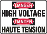 DANGER HIGH VOLTAGE (BILINGUAL FRENCH - DANGER HAUTE TENSION)
