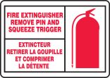 FIRE EXTINGUISHER REMOVE PIN AND SQUEEZE TRIGGER (BILINGUAL FRENCH)
