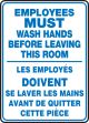 EMPLOYEES MUST WASH HANDS BEFORE LEAVING THIS ROOM (BILINGUAL FRENCH)