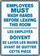 EMPLOYEES MUST WASH HANDS BEFORE LEAVING THIS ROOM (BILINGUAL FRENCH)