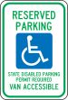 RESERVED PARKING STATE DISABLED PARKING PERMIT REQUIRED VAN ACCESSIBLE (W/GRAPHIC)