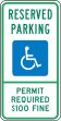 (MONTANA) RESERVED PARKING PERMIT REQUIRED $100 FINE (W/GRAPHIC)