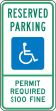 (MONTANA) RESERVED PARKING PERMIT REQUIRED $100 FINE (W/GRAPHIC)