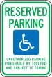 (TENNESSEE) RESERVED PARKING UNAUTHORIZED PARKING PUNISHABLE BY $100 FINE AND SUBJECT TO TOWING
