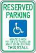 (WISCONSIN) RESERVED PARKING VEHICLES WITH VET OR DIS PLATES OR STATE DISABLED CARDS THIS STALL (W/GRAPHIC)