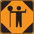 FLAGGER AHEAD SIGN