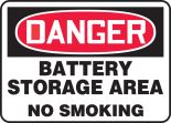 DANGER BATTERY STORAGE AREA NO SMOKING