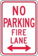 NO PARKING FIRE LANE <----->