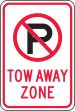 (NO PARKING SYMBOL) TOW AWAY ZONE