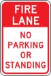 FIRE LANE NO PARKING OR STANDING