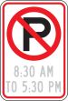 (NO PARKING SYMBOL W/ HOURS RANGE)