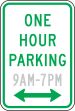 ONE HOUR PARKING (HOURS RANGE, DOUBLE ARROW)