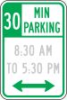 30 MIN PARKING (HOURS RANGE, DOUBLE ARROW)