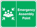 Emergency Assembly Point muster area sign