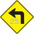 (90° TURN LEFT W/ ADVISORY SPEED)