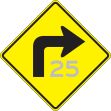 (90° TURN RIGHT W/ ADVISORY SPEED)