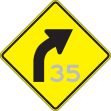 (CURVE RIGHT W/ ADVISORY SPEED)