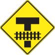(T-INTERSECTION FOLLOWED BY RAILROAD CROSSING / STORAGE SPACE SIGN) 