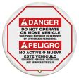 DO NOT OPERATE OR MOVE VEHICLE THIS COVER MAY ONLY BE REMOVED BY AUTHORIZED PERSONNEL (BILINGUAL)