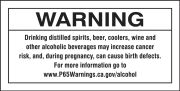 Prop 65 Alcoholic Beverage Exposure Warning Safety Label: Reproductive Harm