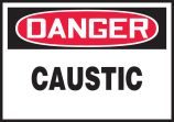 Safety Label, Header: DANGER, Legend: CAUSTIC