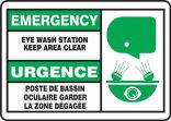 EYE WASH STATION KEEP AREA CLEAR (BILINGUAL FRENCH)