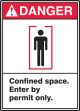 Confined Space, Header: DANGER, Legend: CONFINED SPACE ENTER BY PERMIT ONLY (W/GRAPHIC)