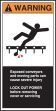 EXPOSED CONVEYORS AND MOVING PARTS CAN CAUSE SEVERE INJURY LOCK OUT POWER BEFORE REMOVING (W/GRAPHIC)