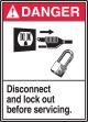DISCONNECT AND LOCK OUT BEFORE SERVICING (W/GRAPHIC)